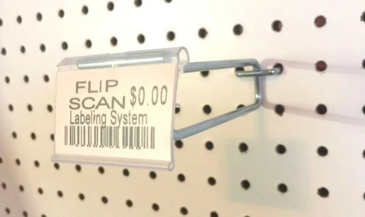 500 PACK 4 Inch Flip Scan™ Metal Peg Hooks w/Label Holder 1/8" to 1/4" Pegboard